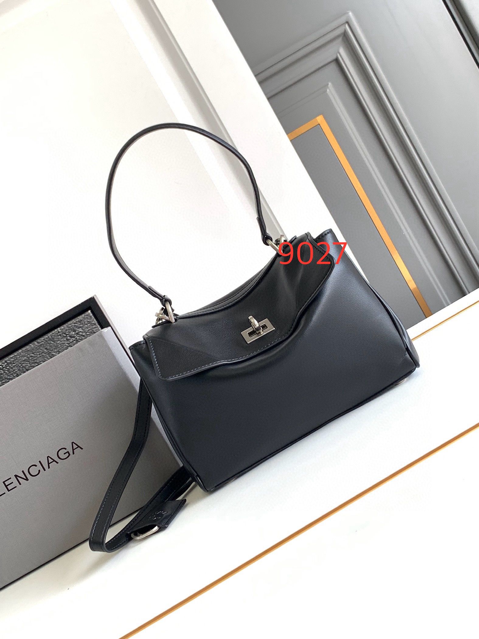 Balenciaga Rodeo Mini Handbag in black smooth calfskin 9027 aged-silver hardware Balenciaga Rodeo Mini Handbag in black smooth calfskin 9027 aged-silver hardware
