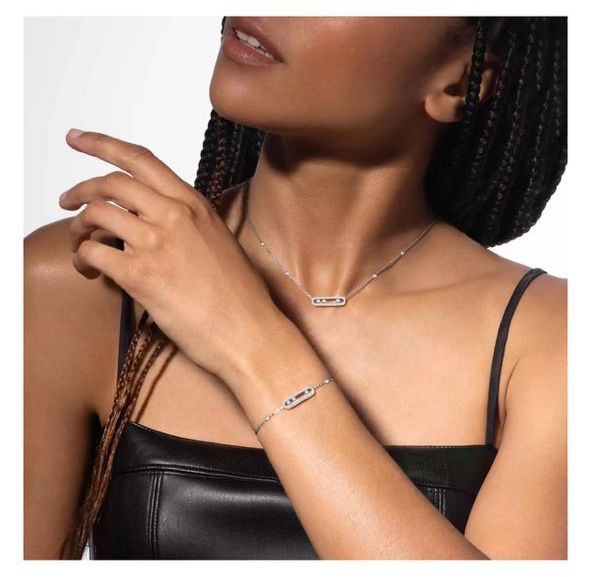 Messika Silver Diamond Nacklace M5436 Move Pave Messika Silver Diamond Nacklace M5436 Move Pave