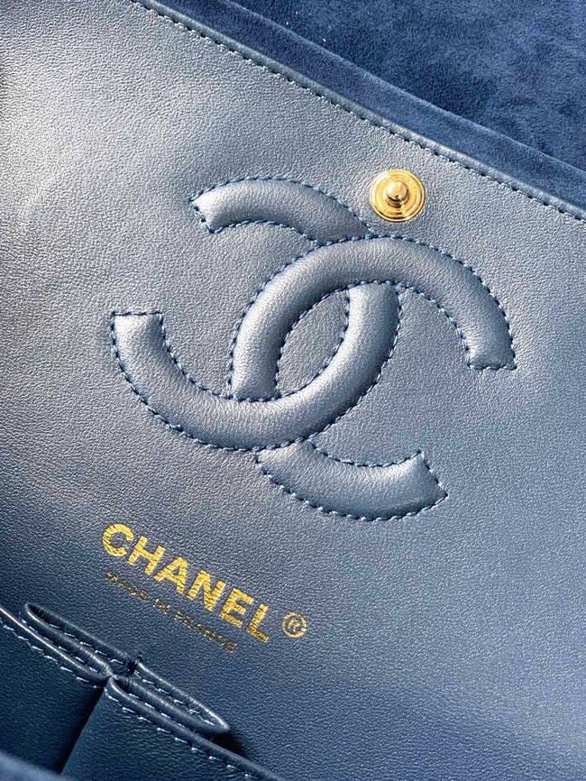 Chanel CLASSIC 11.12 HANDBAG velvet 1112 blue