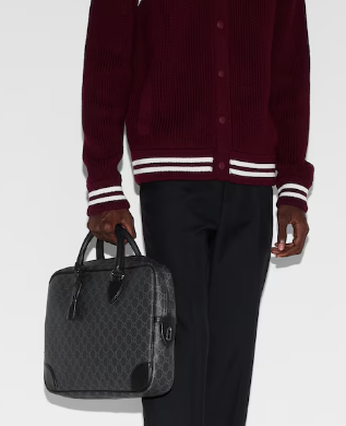 Gucci GG EMBLEM MEDIUM BRIEFCASE 821149 black Gucci GG EMBLEM MEDIUM BRIEFCASE 821149 black