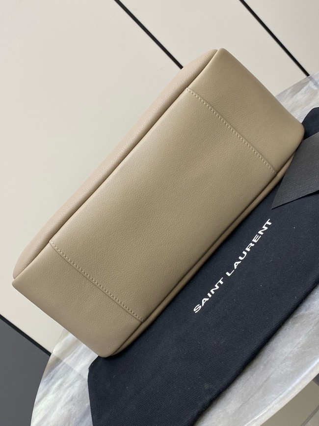 SAINT LAURENT LE 5 A 7 SUPPLE LARGE IN GRAINED LEATHER 753837 DUSTY GREY