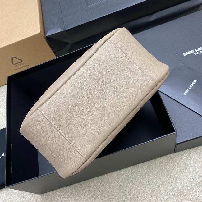 SAINT LAURENT LE 5 A 7 SUPPLE LARGE IN GRAINED LEATHER 753837 LIGHT GRAY