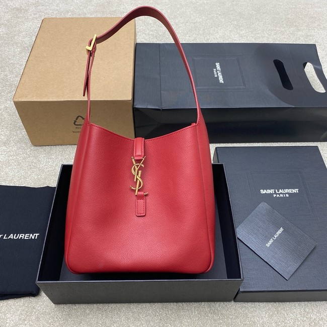 SAINT LAURENT LE 5 A 7 SUPPLE LARGE IN GRAINED LEATHER 753837 red