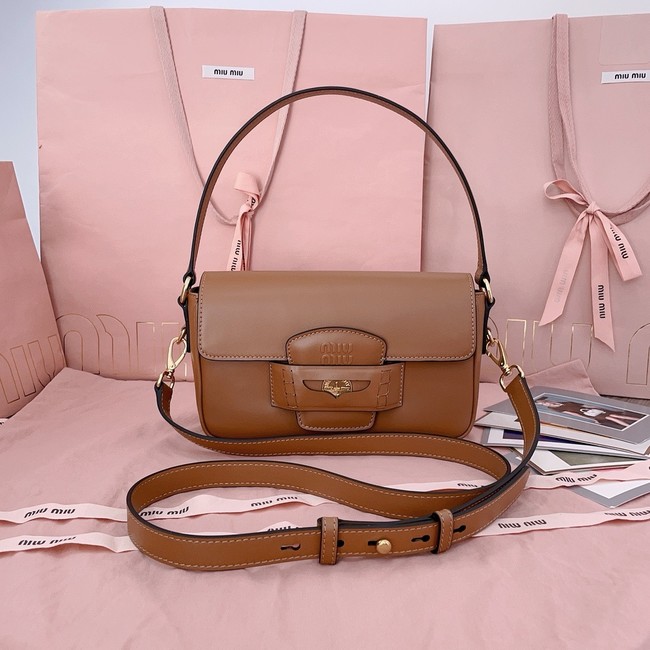 MIU MIU Leather Shoulder Bags 5BD270 Camel