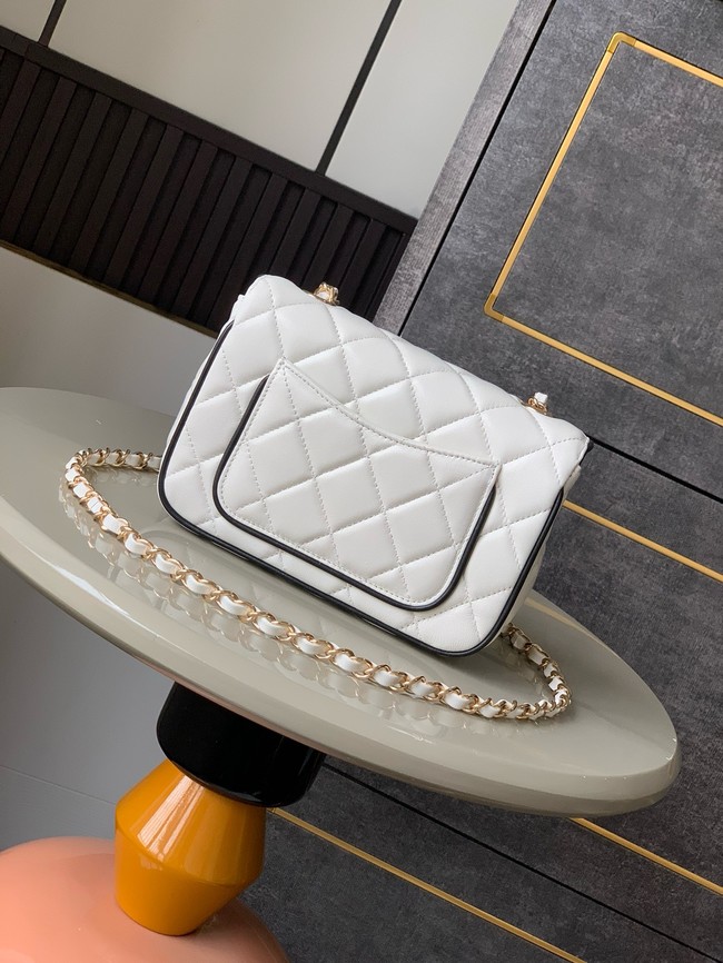 CHANEL MINI FLAP BAG Lambskin AS5151 White & Black