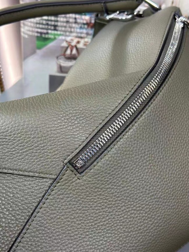 Loewe Large grainy cowhide leather Puzzle bag 231095 Dark green