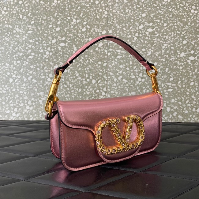 VALENTINO LOCO Small handbag in laminated calfskin WB0K53 pink