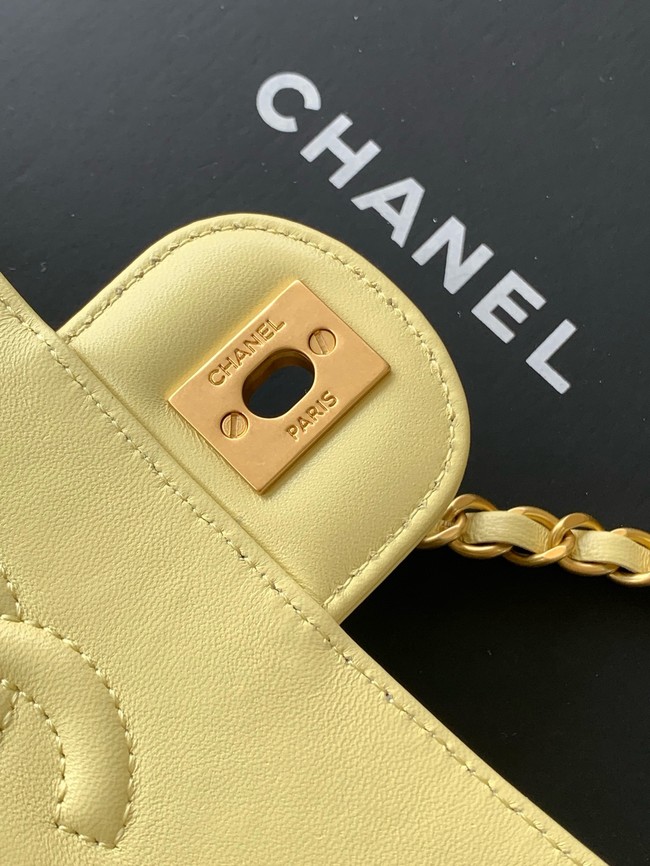 Chanel MINI FLAP BAG WITH TOP HANDLE AS5354 LIGHT YELLOW