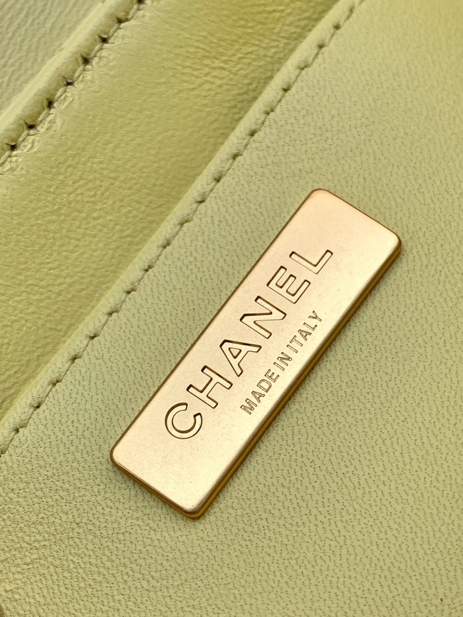 Chanel SMALL FLAP BAG WITH TOP HANDLE AS5355 LIGHT YELLOW