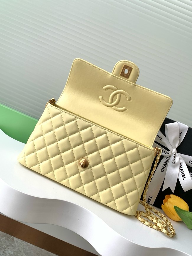 Chanel SMALL FLAP BAG WITH TOP HANDLE AS5356 LIGHT YELLOW