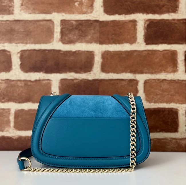 GUCCI BLONDIE SMALL SHOULDER BAG suede 815711 BLUE