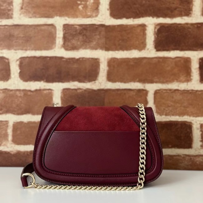 GUCCI BLONDIE SMALL SHOULDER BAG suede 815711 Rosso Ancora red