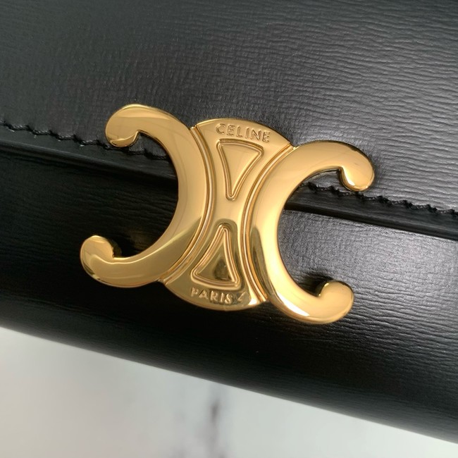 Celine SMALL FLAP WALLET TRIOMPHE IN SHINY CALFSKIN 10L653 black