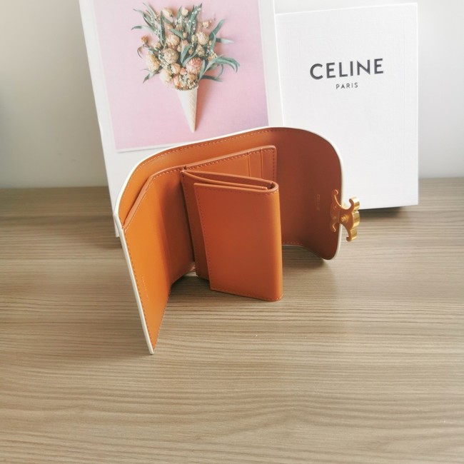 Celine SMALL FLAP WALLET TRIOMPHE IN TRIOMPHE CANVAS 10D783 white