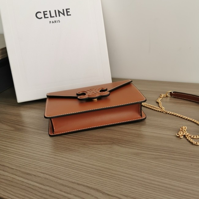 Celine WALLET ON CHAIN MARGO IN SHINY CALFSKIN 10J733 TAN