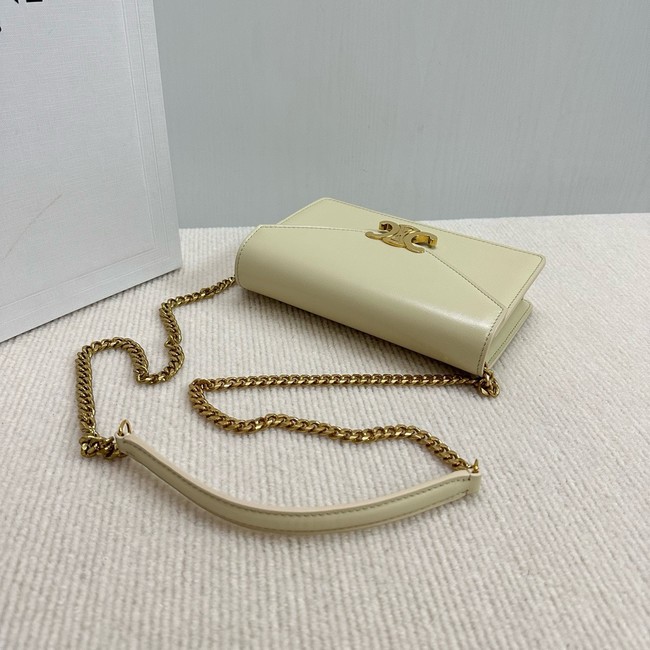 Celine WALLET ON CHAIN MARGO IN SHINY CALFSKIN 10L033 LIGHT YELLOW
