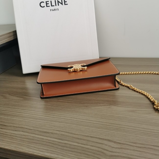 Celine WALLET ON CHAIN MARGO IN SHINY CALFSKIN 10L033 TAN