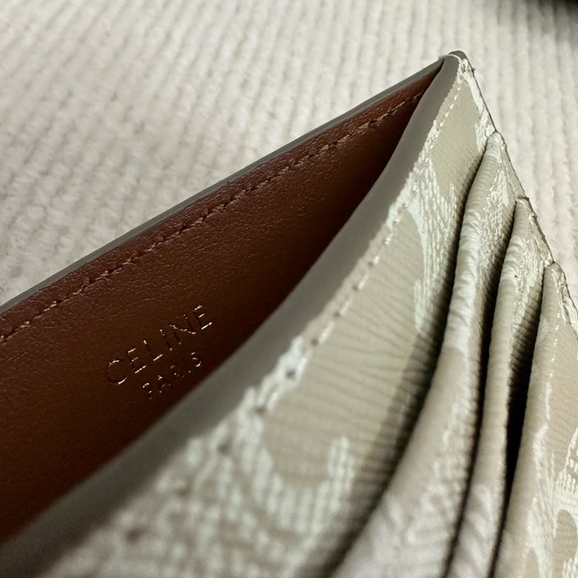 Celine CARD HOLDER TRIOMPHE IN TRIOMPHE CANVAS 10L833 Off-white