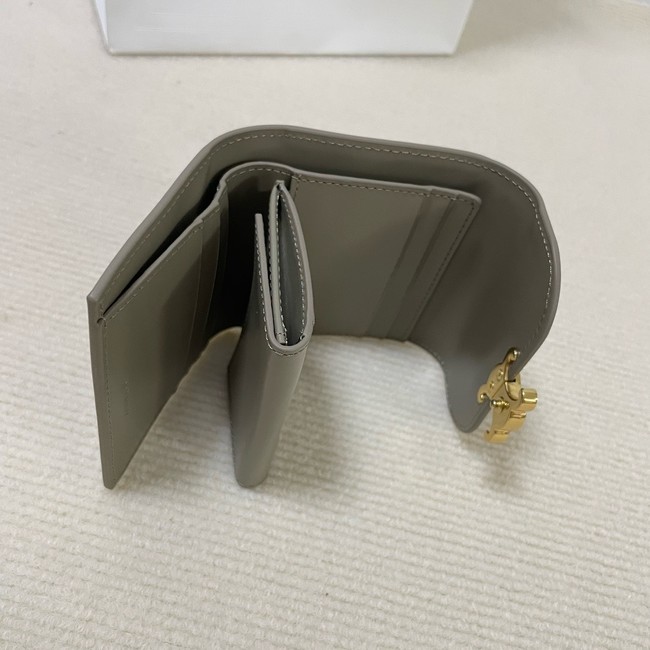 Celine SMALL FLAP WALLET TRIOMPHE IN SHINY CALFSKIN 10D783 dark gray