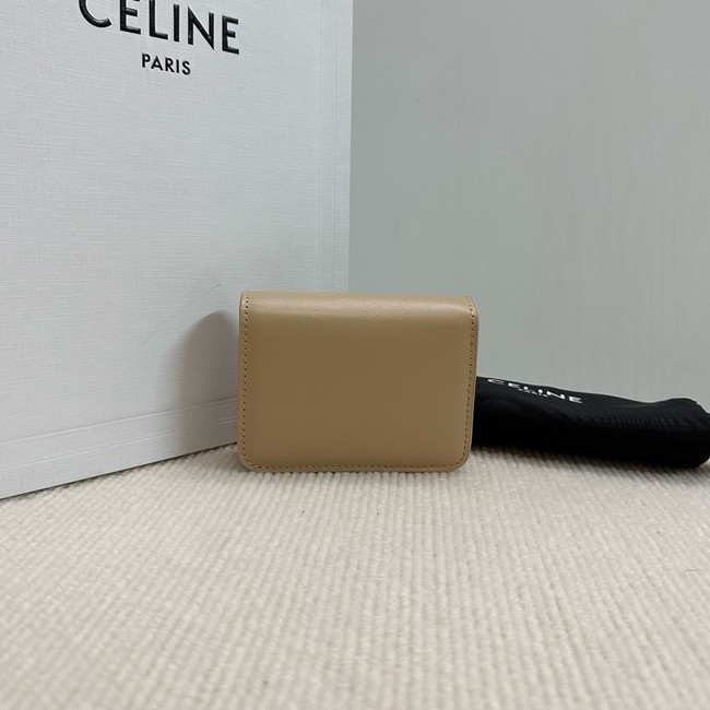 Celine TRIOMPHE COMPACT WALLET IN SHINY CALFSKIN 10K623 CAPPUCCINO