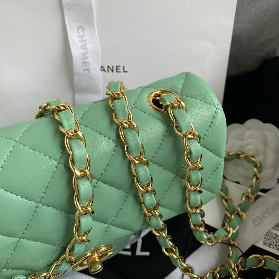 CHANEL CLASSIC 11.12 HANDBAG A01116 Light Green