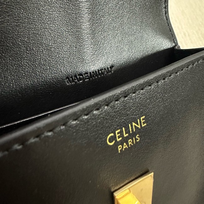 Celine CARD HOLDER WITH FLAP 16 IN SATINATED CALFSKIN 10M473 black