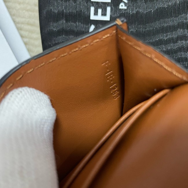 Celine CARD HOLDER WITH FLAP TRIOMPHE IN TRIOMPHE CANVAS 10I583 brown