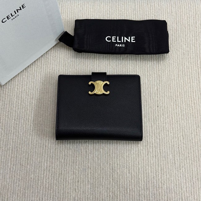 Celine FINE STRAP WALLET NINO IN SUPPLE GRAINED CALFSKIN 10M962 black