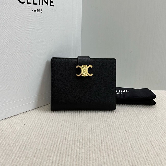 Celine FINE STRAP WALLET NINO IN SUPPLE GRAINED CALFSKIN 10M962 black