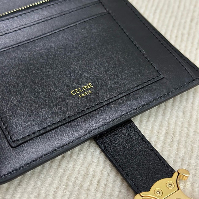 Celine FINE STRAP WALLET NINO IN SUPPLE GRAINED CALFSKIN 10M962 black
