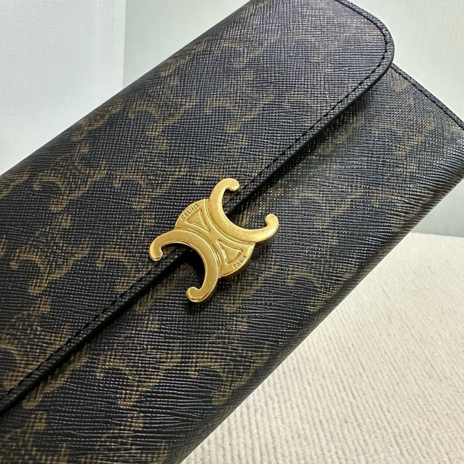 Celine LARGE WALLET TRIOMPHE IN TRIOMPHE CANVAS AND LAMBSKIN 10E313 TAN
