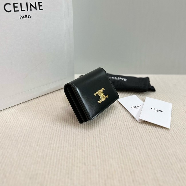 Celine TRIOMPHE BUSINESS CARD HOLDER IN SMOOTH CALFSKIN 10M122 black