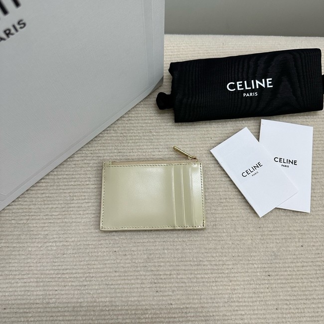 Celine ZIPPED CARD HOLDER IN SMOOTH LAMBSKIN 10K583 Off-white