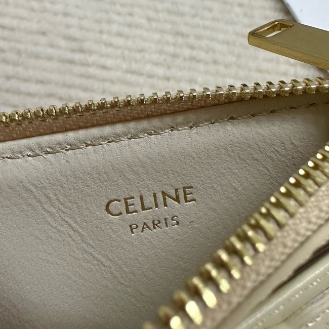 Celine ZIPPED CARD HOLDER IN SMOOTH LAMBSKIN 10K583 Off-white