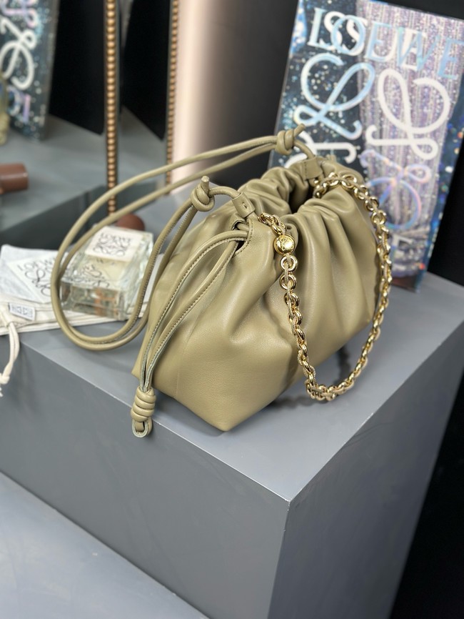 Loewe Napa Lamb Leather Flamenco Purse 80696 Khaki