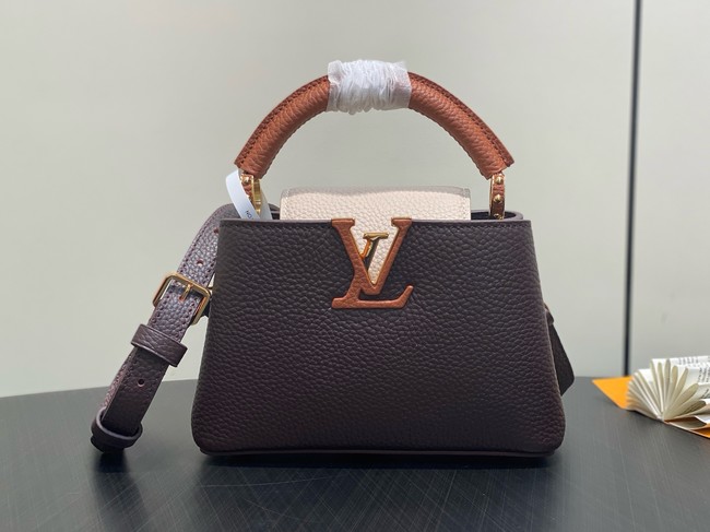 Louis Vuitton Ostrich Capucines BB M11908 Chocolate & Quartz & Tan