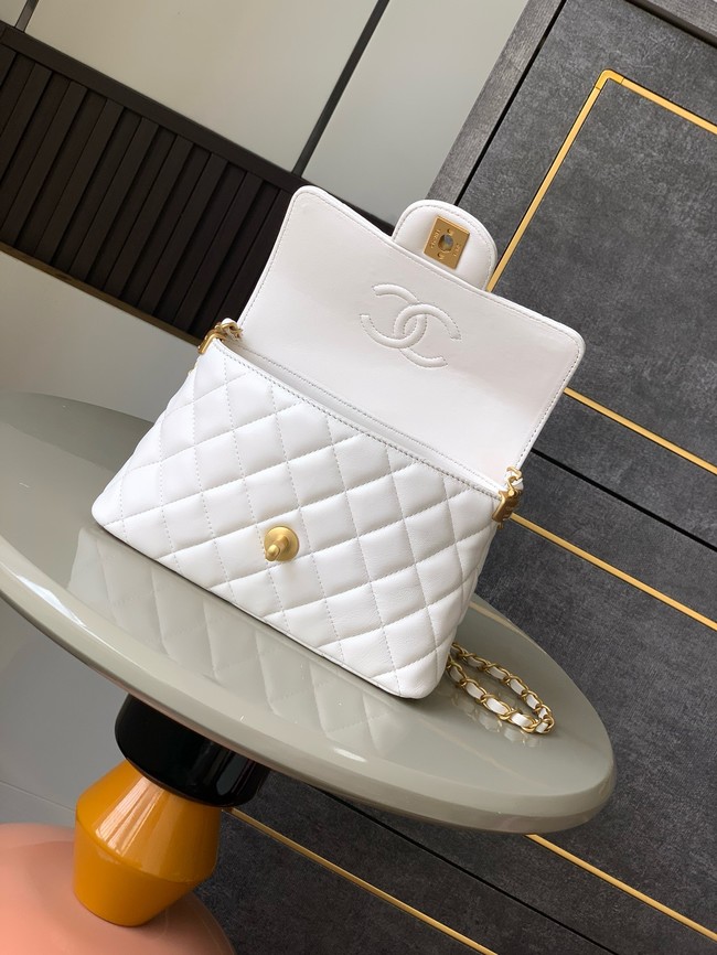 Chanel SMALL FLAP BAG WITH TOP HANDLE AS5356 white
