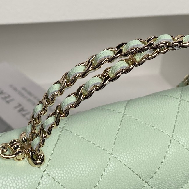 Chanel MINI FLAP BAG CLUTCH WITH CHAIN Gold-Tone Metal AP3238 light green