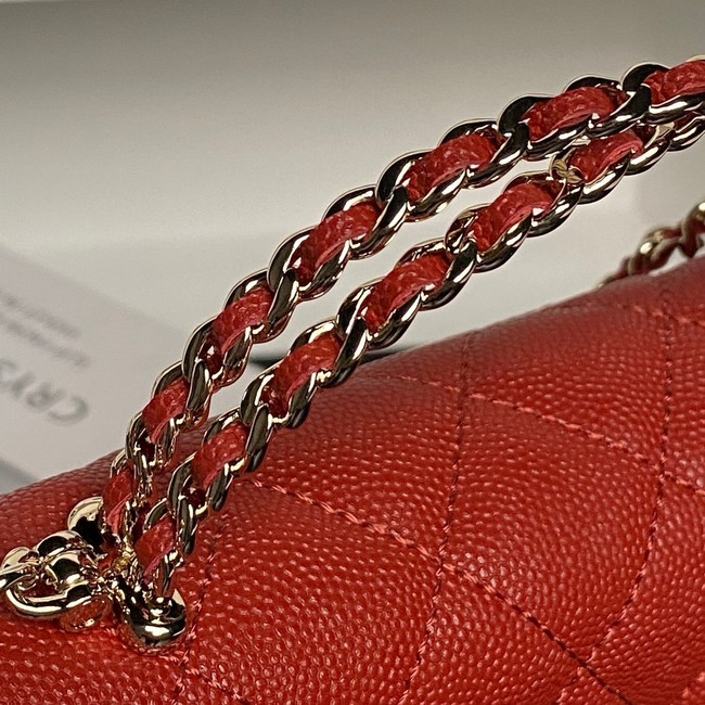 Chanel MINI FLAP BAG CLUTCH WITH CHAIN Gold-Tone Metal AP3238 red