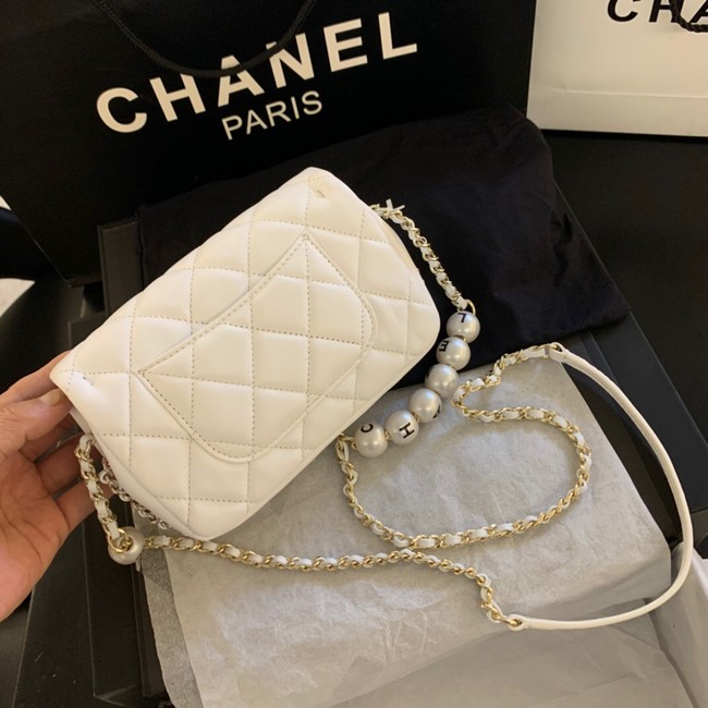 Chanel MINI CLASSIC HANDBAG Lambskin AS1436 white