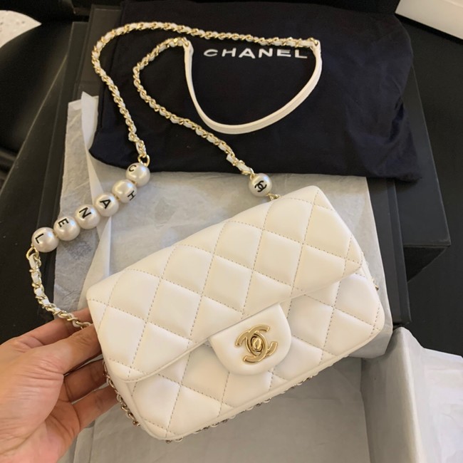 Chanel MINI CLASSIC HANDBAG Lambskin AS1436 white