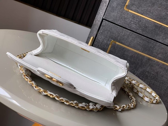 Chanel Grained Calfskin Shoulder Bag AS5329 white