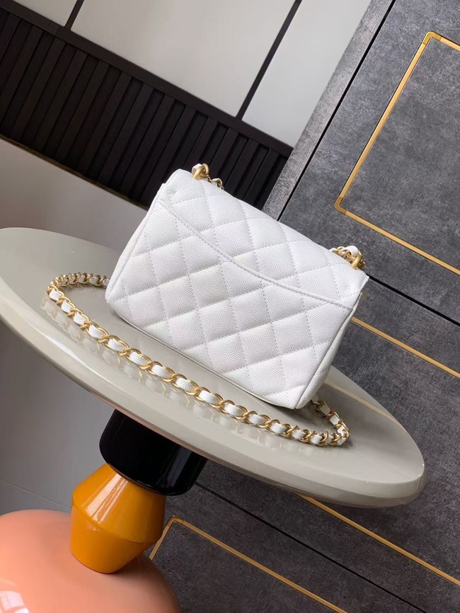 Chanel Grained Calfskin Shoulder Bag AS5329 white