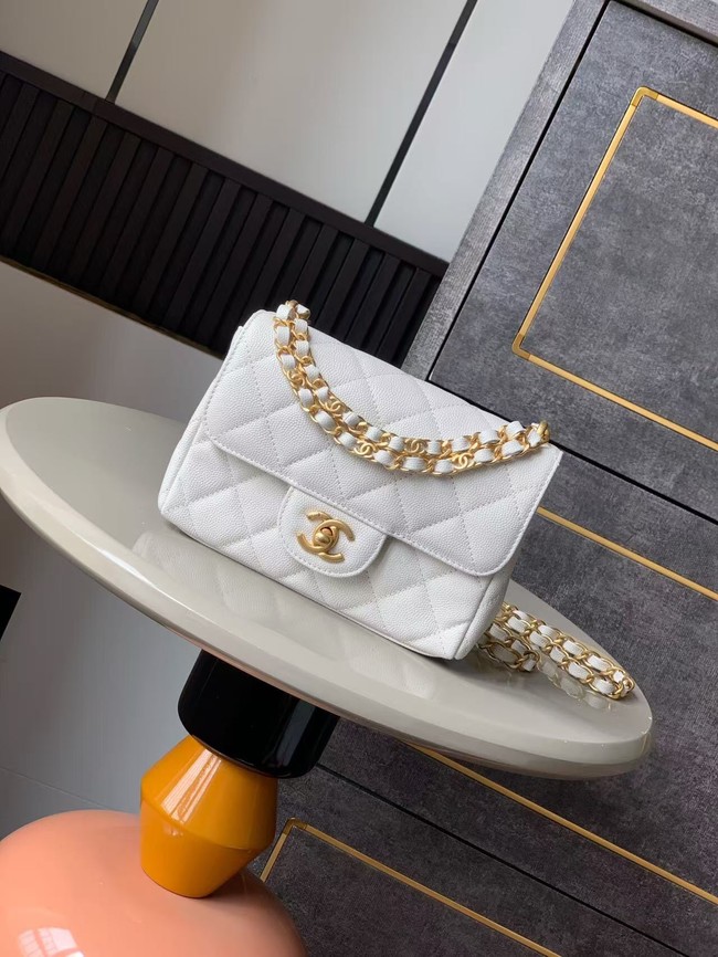Chanel Grained Calfskin Shoulder Bag AS5329 white