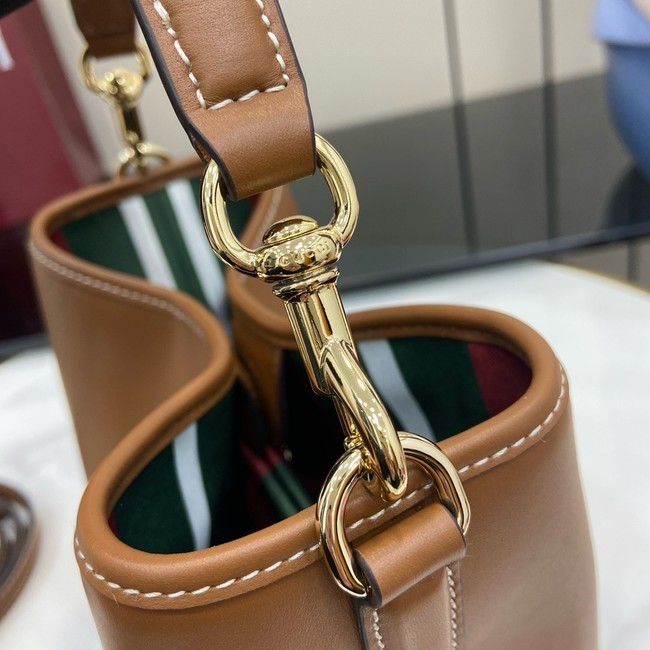GUCCI GG EMBLEM SMALL BUCKET BAG 815118 brown