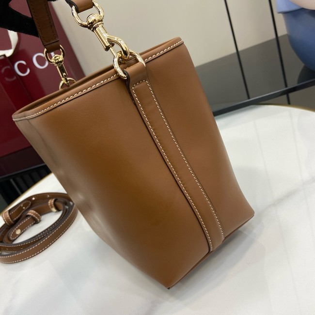 GUCCI GG EMBLEM SMALL BUCKET BAG 815118 brown