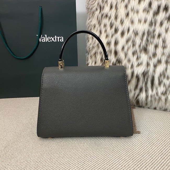 Valextra Iside Top Handle Mini Bag 00359 Steel gray