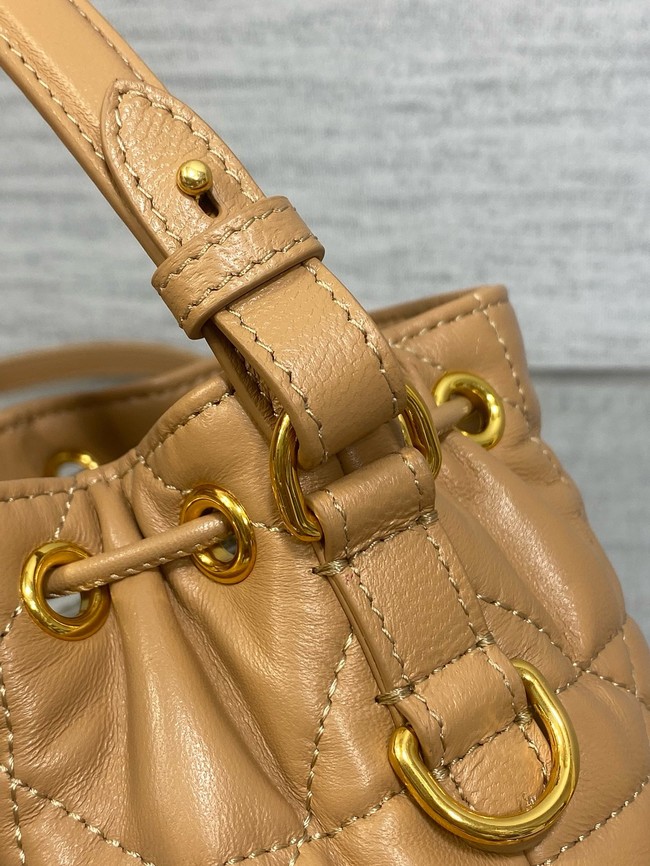 Dior Caro Nano Bucket Bag Macrocannage Lambskin S5250 Light Gold-Tone