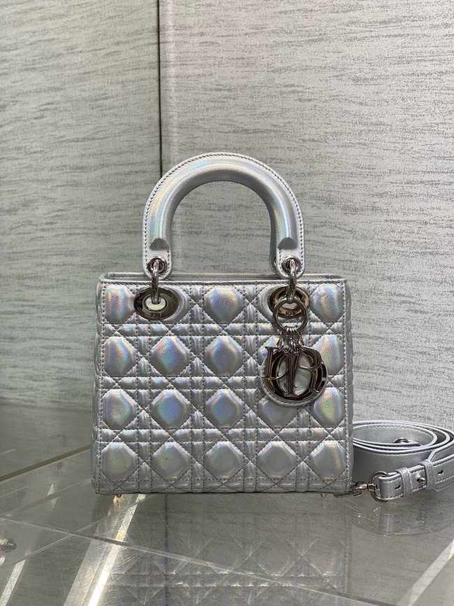 Small Lady Dior My ABCDior Bag Cannage Lambskin M0538O Silver