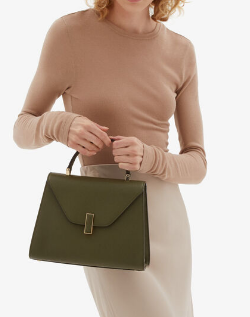 Valextra Iside Top Handle Medium Bag 56028 MILITARY GREEN